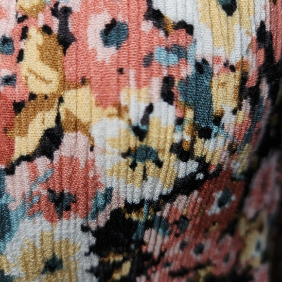 Maurices Black Floral Kimono Colorful Black One Size Shoulder Smocking Bohemiem - Picture 12 of 12